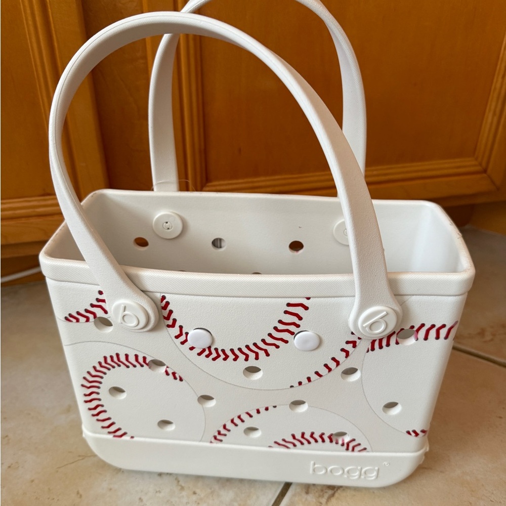 Bogg White Baseball Print Women's Bag